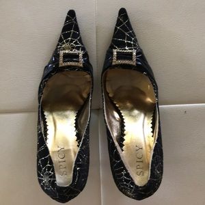 Witchy black & gold with red bottom heels